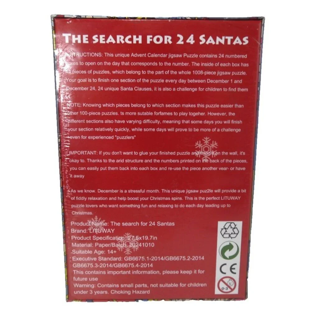 Where Is Santa Claus? 1000 piece Advent Calendar puzzle LITUWAY, NEW